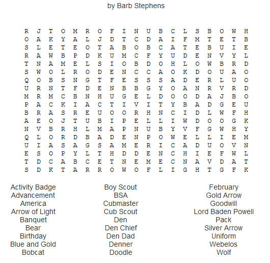 Printable Cub Scout Word Search
