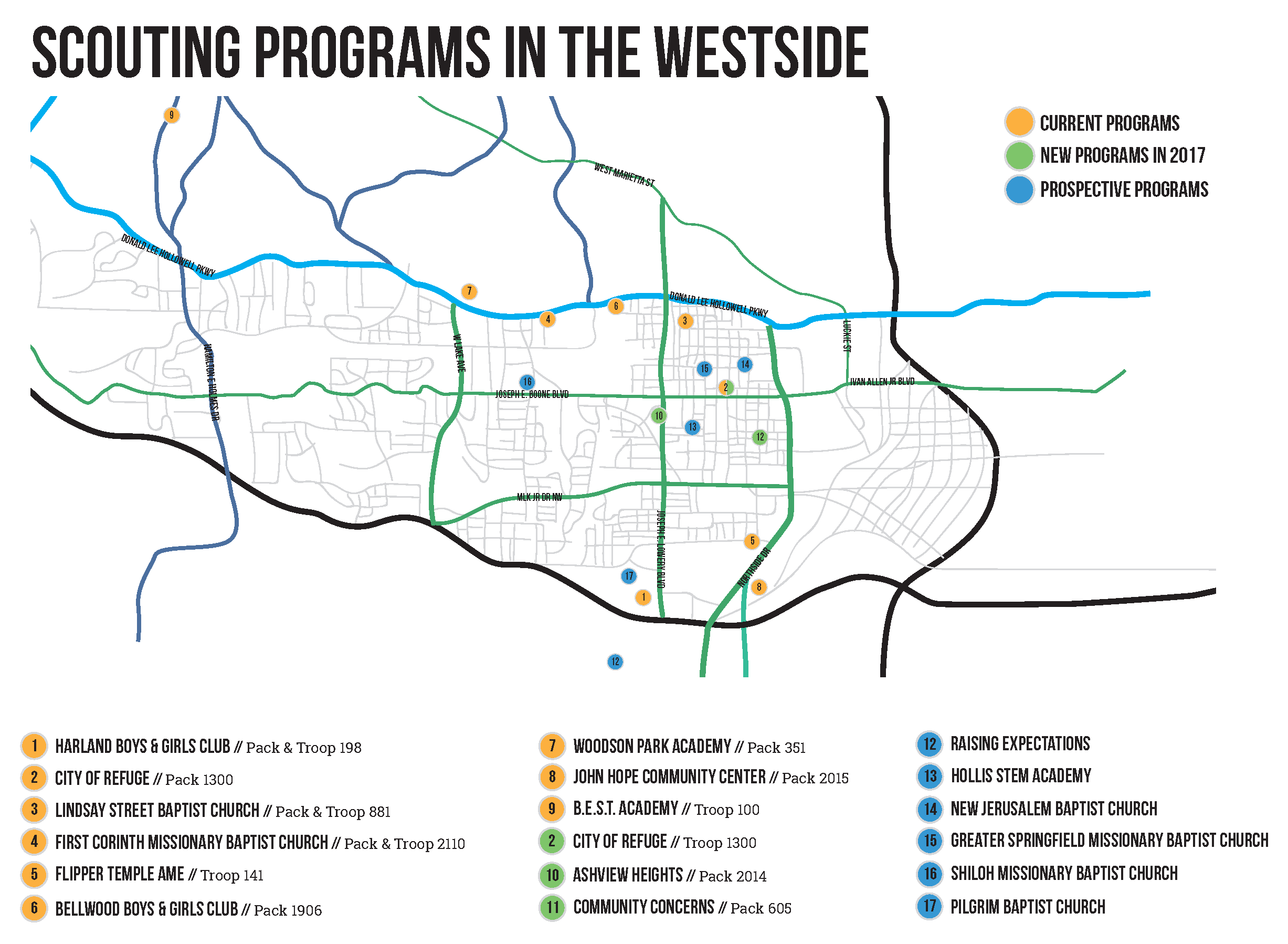 Map of Scouting Units on the Westside