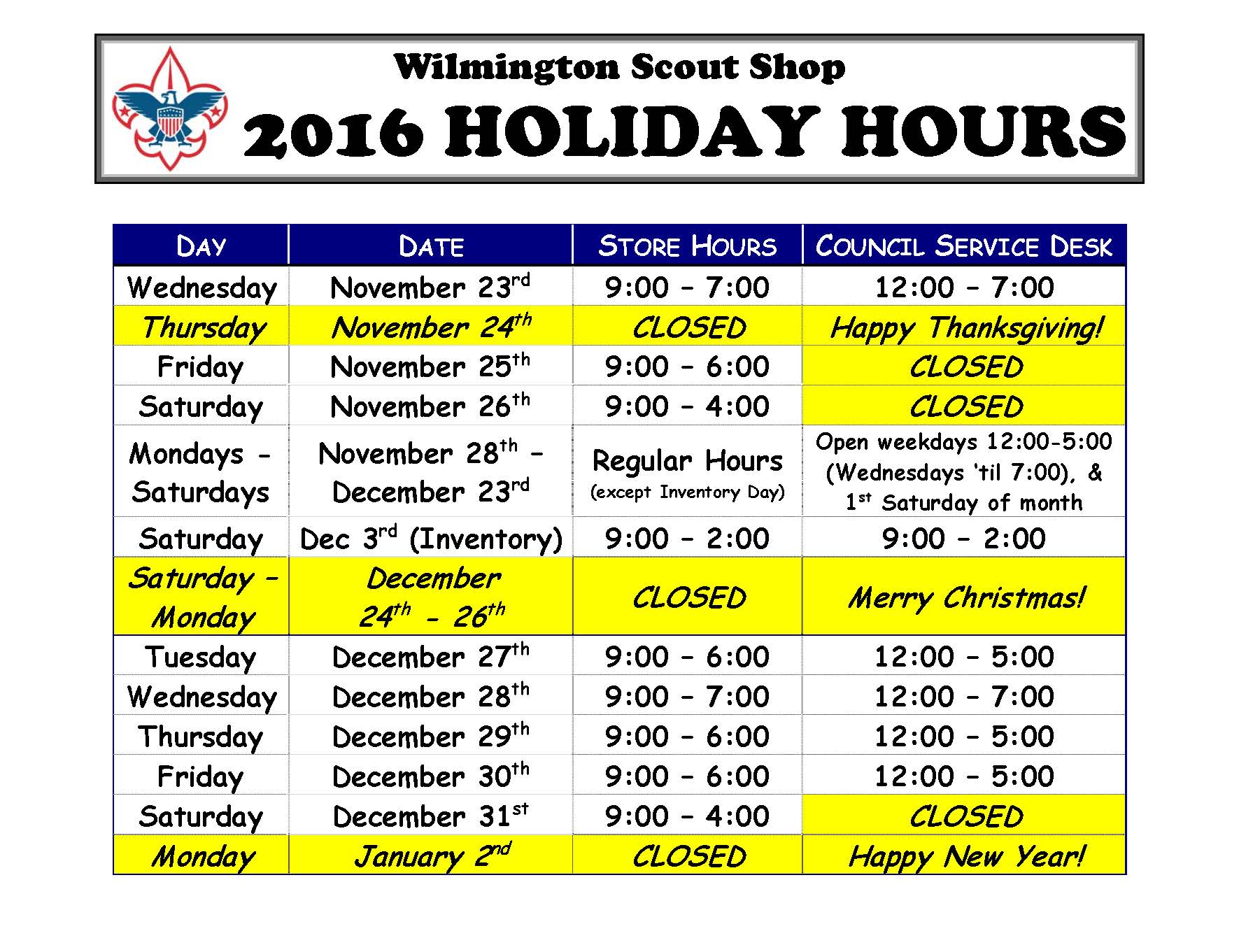 Wilmington Scout Shop