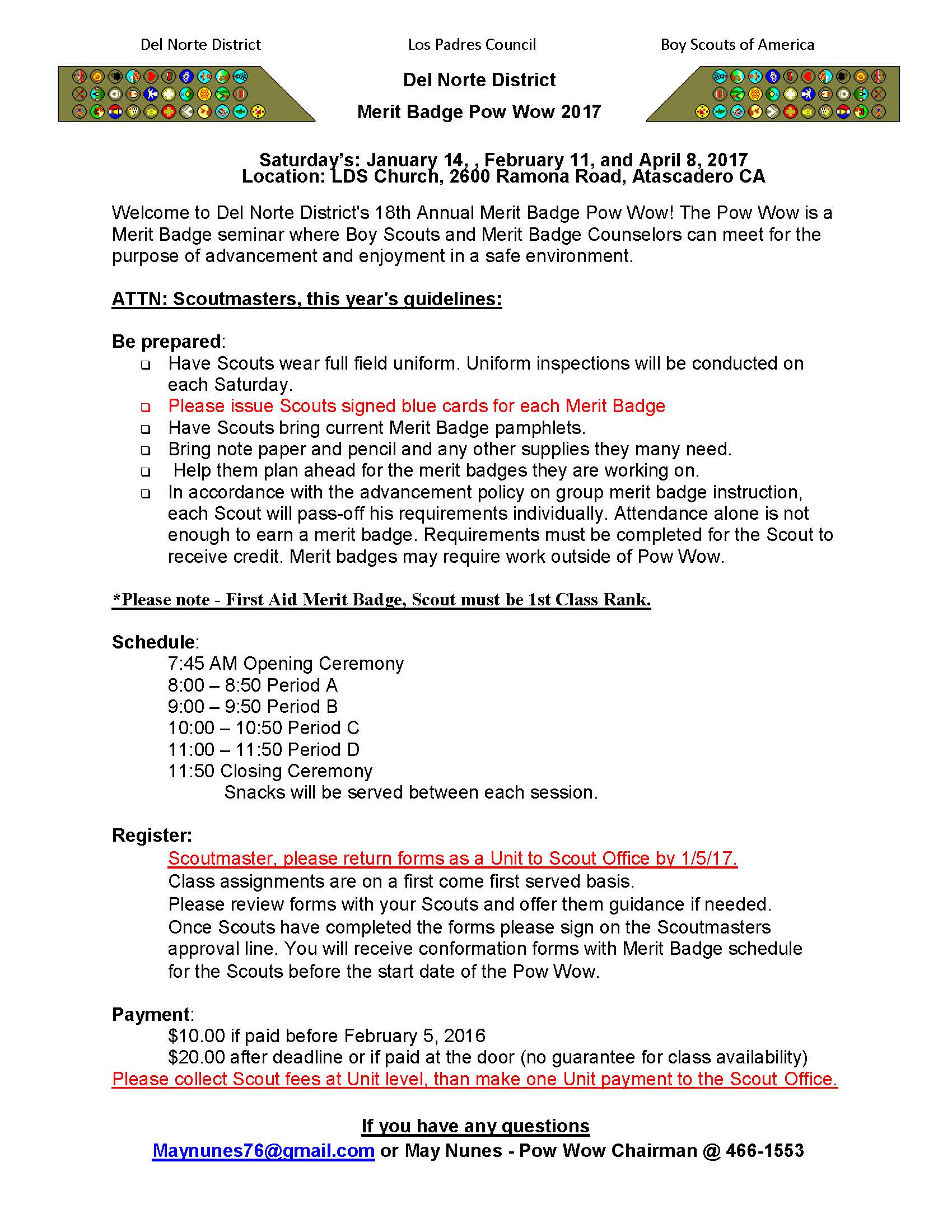 Del Norte District 2017 Merit Badge Pow Wow