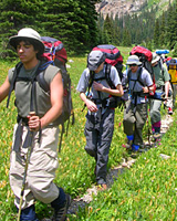 A group of Boy Scouts enjoy backpacking at Camp Tahosa