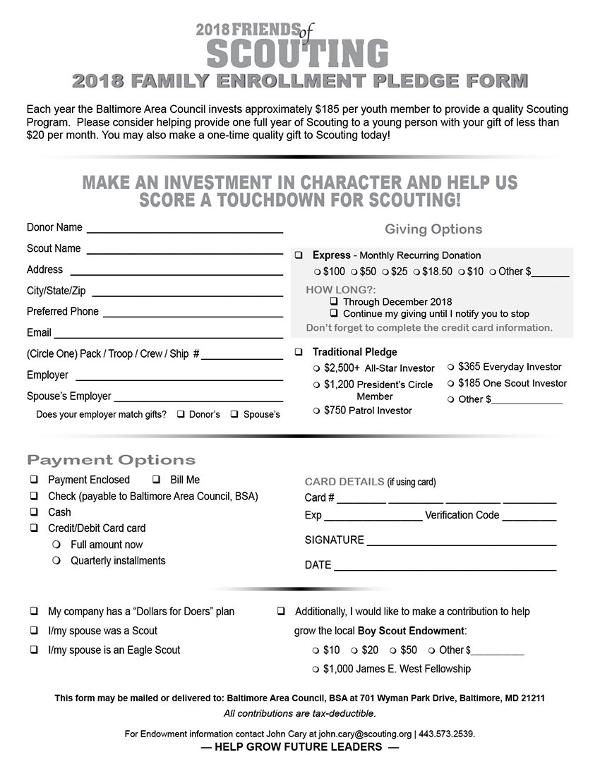 donation pledge forms