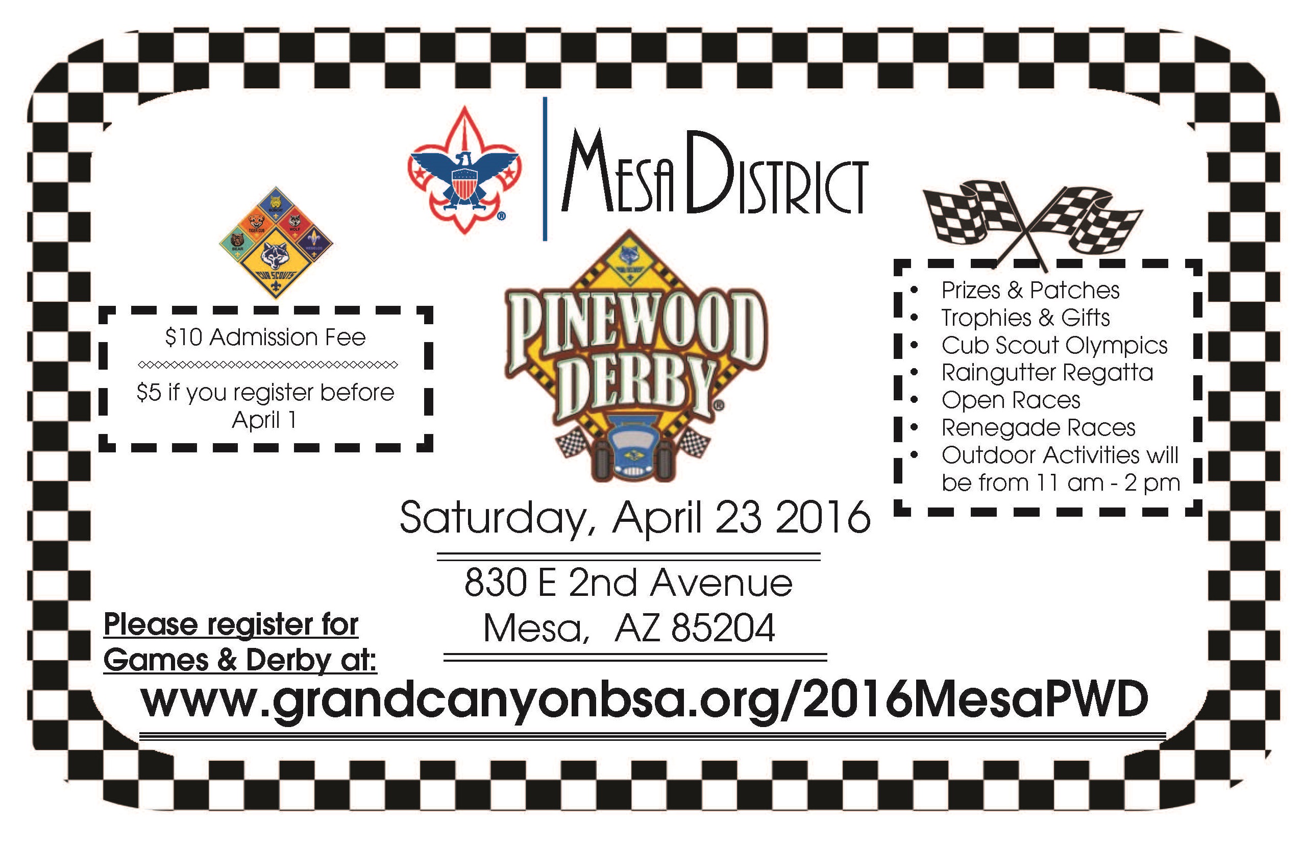 2016 Mesa District Pinewood Derby Registration