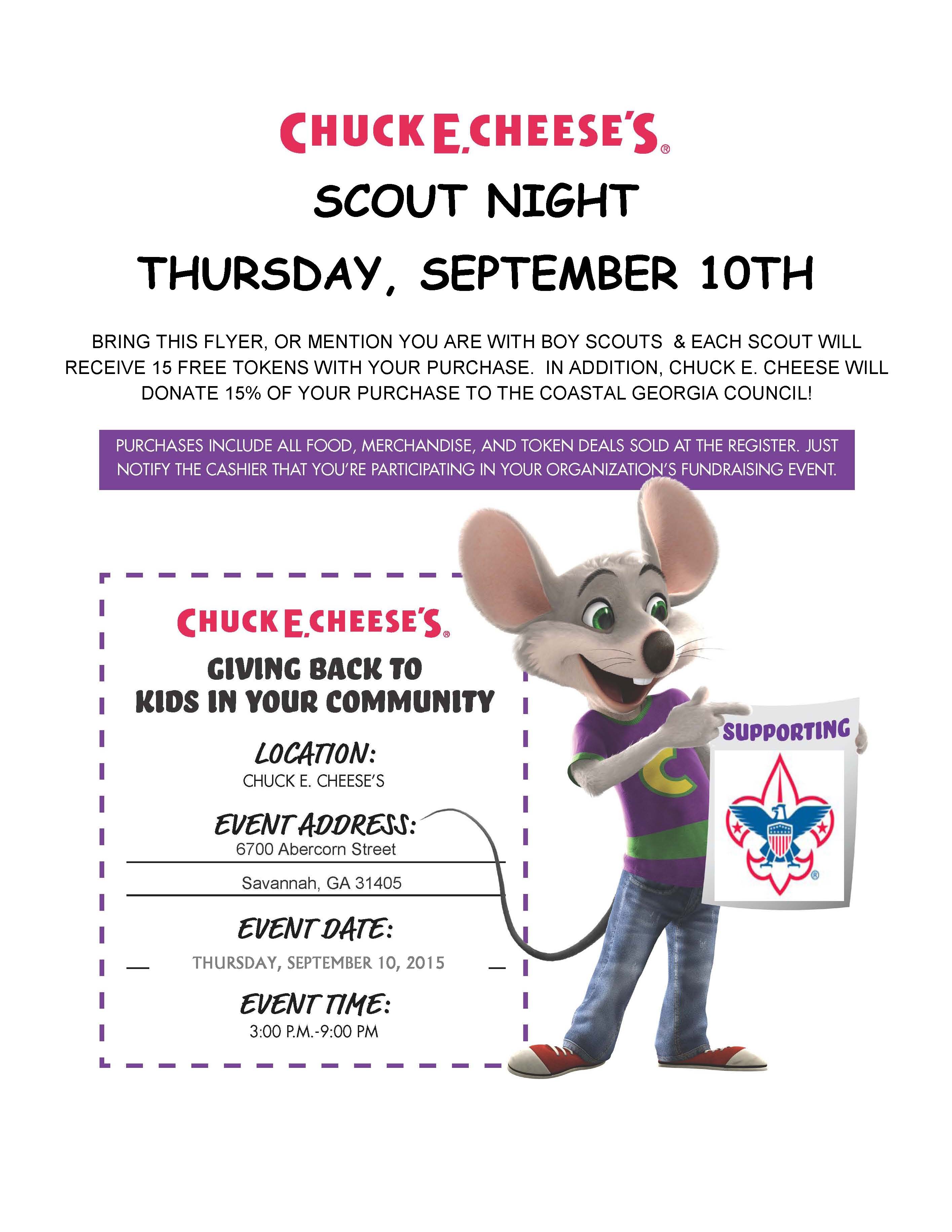 Boy Scout Night At Chuck E Cheese