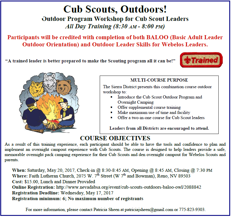 cub scout camping list